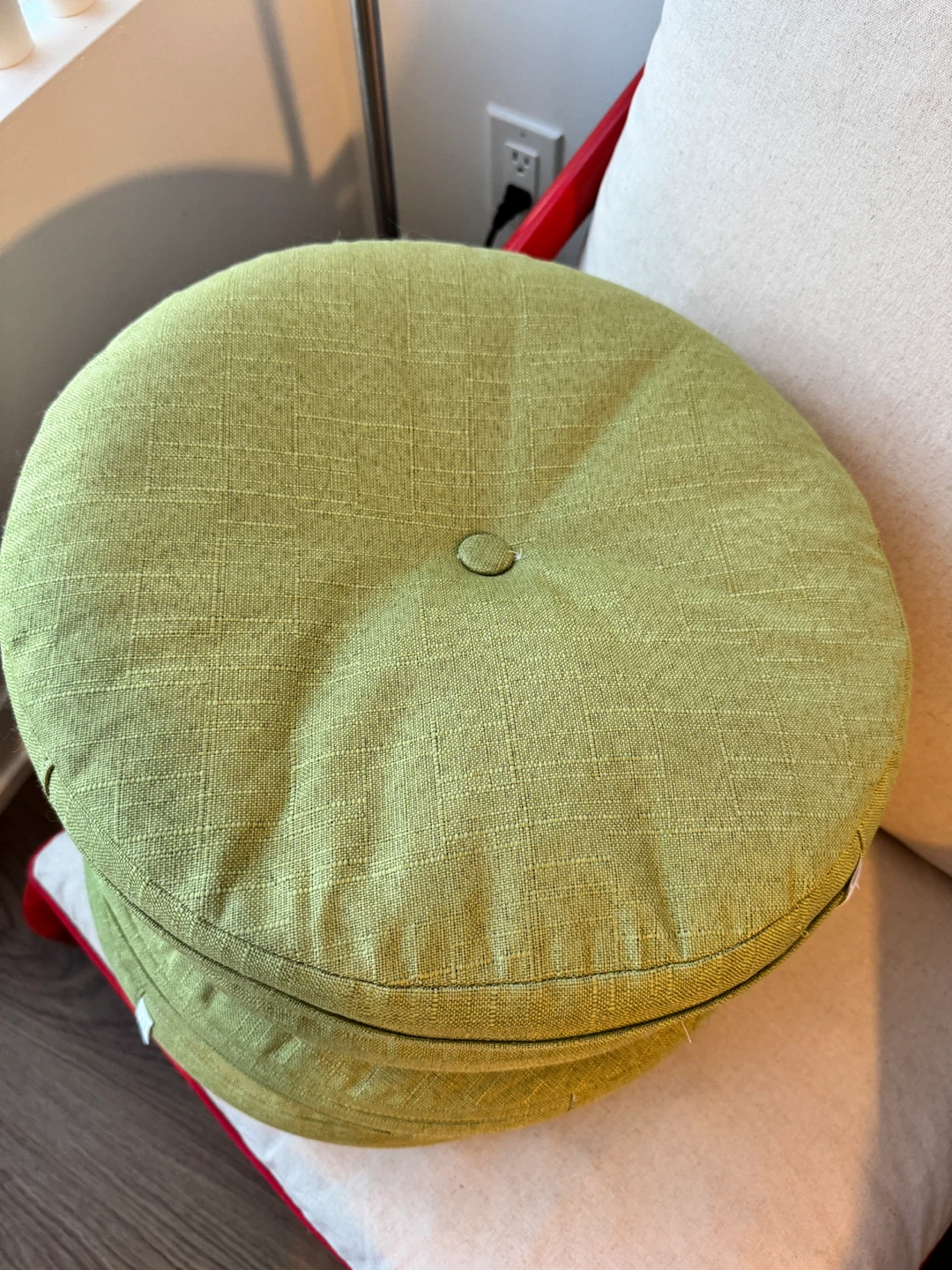Set of 4 Round Floor Cushions - Green - photo 2
