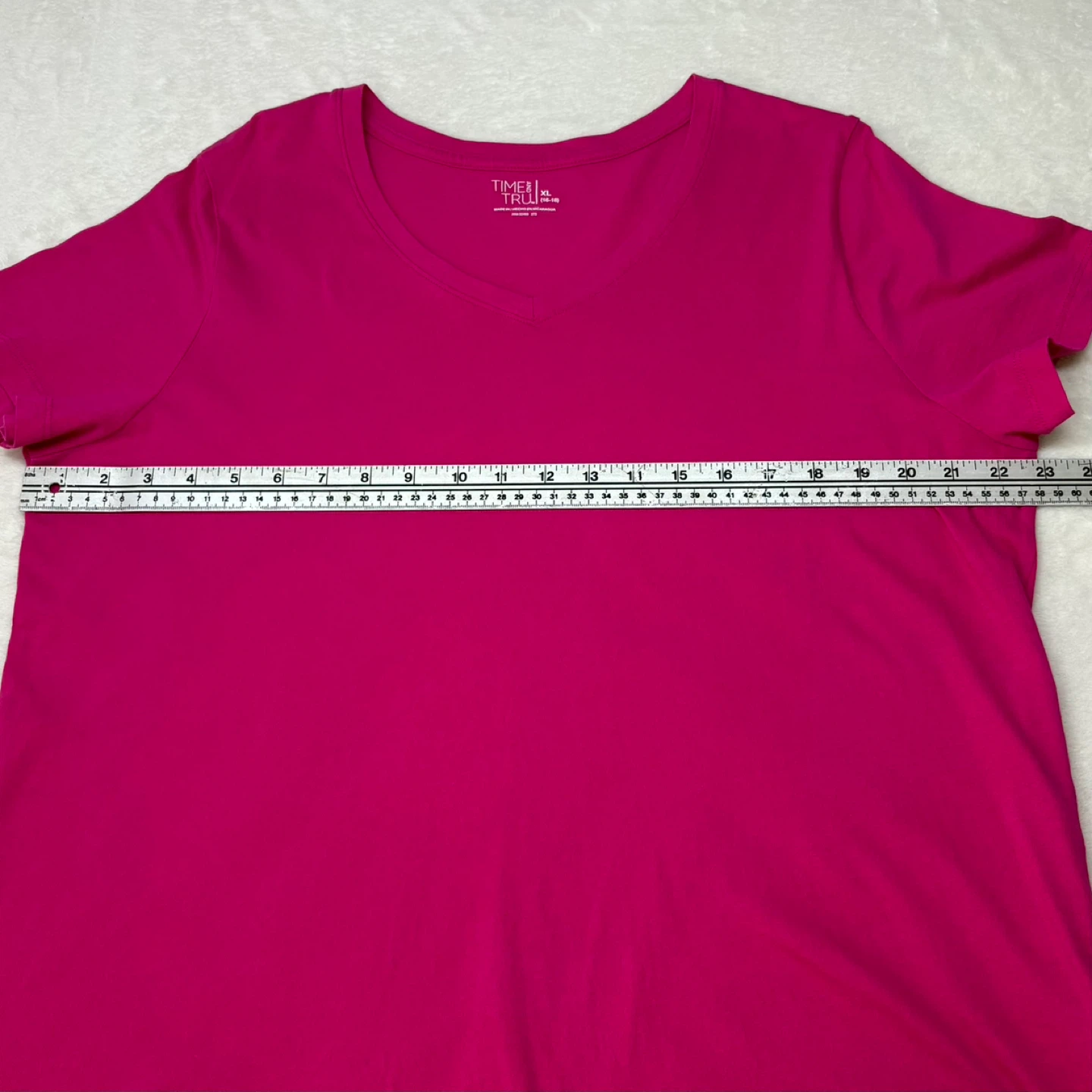 Time and Tru Pink V Neck T Shirt Cotton Basic Tee Size XL - photo 4