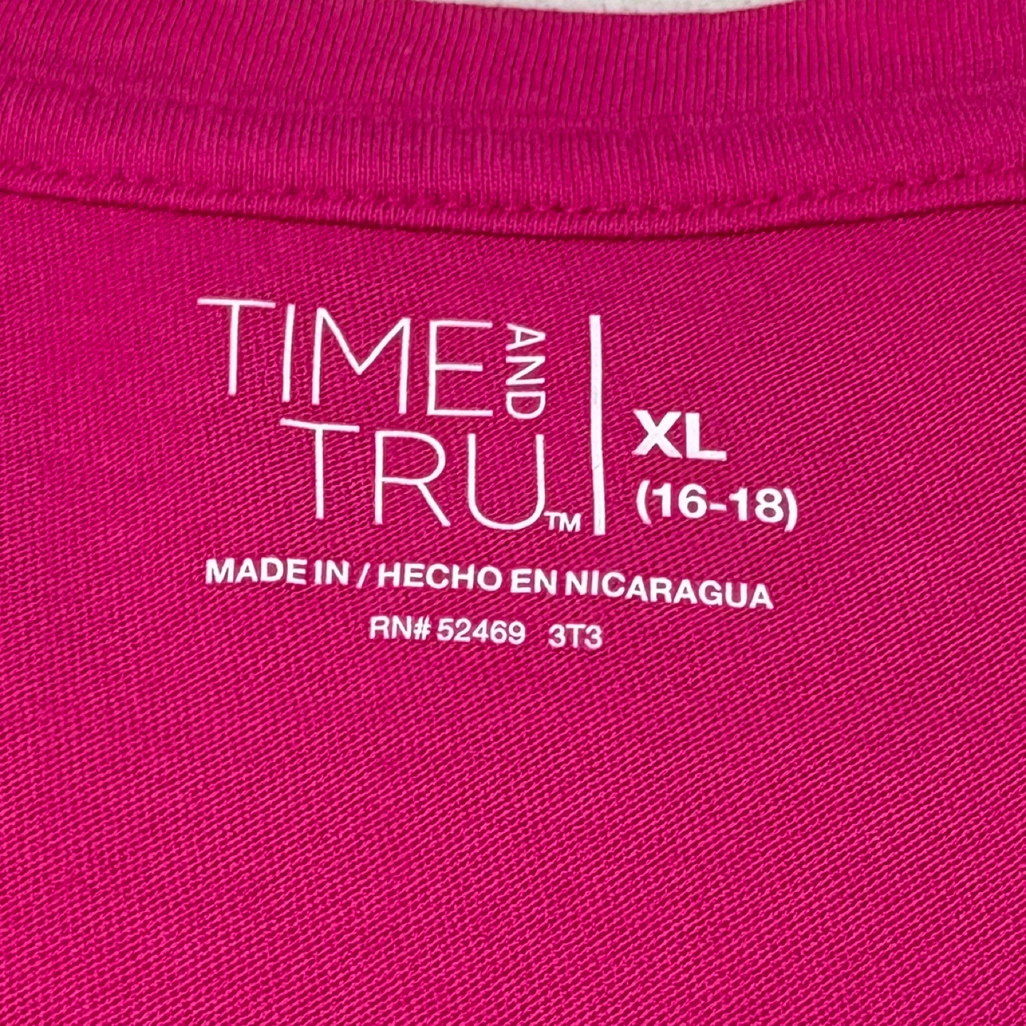 Time and Tru Pink V Neck T Shirt Cotton Basic Tee Size XL - photo 3