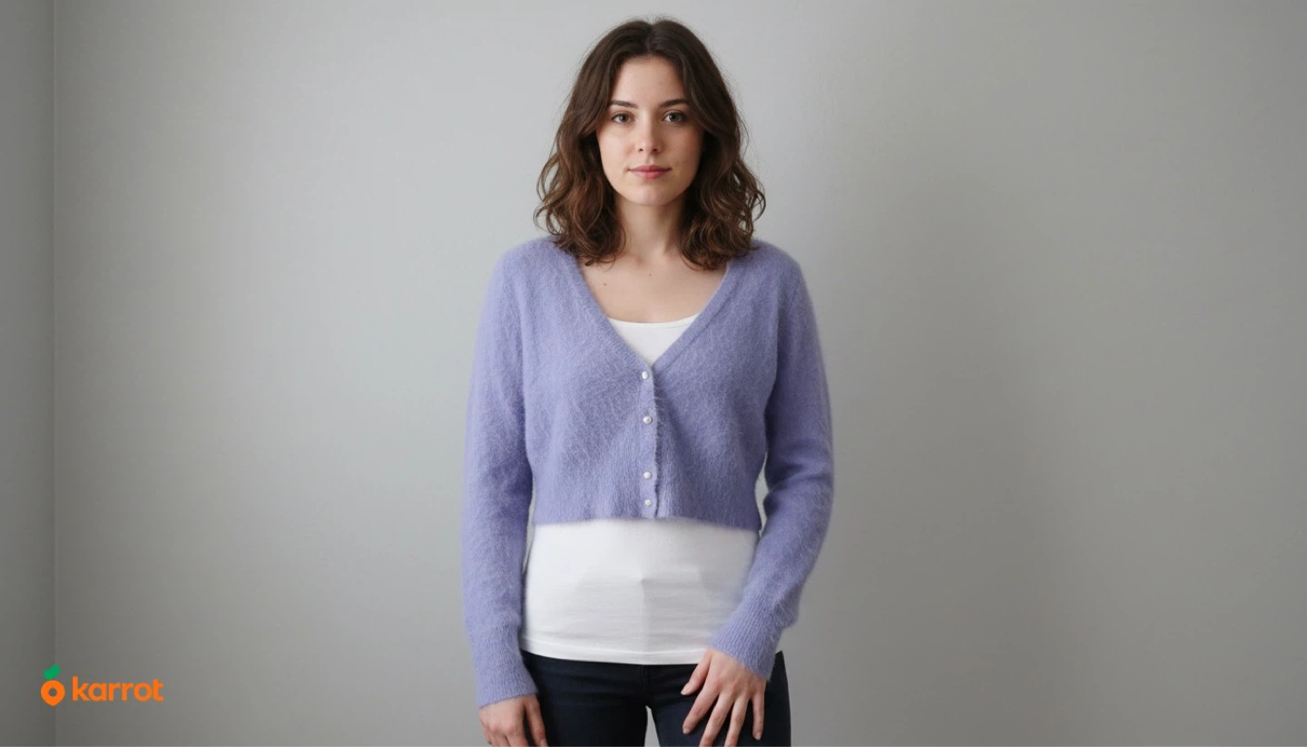 Purple Cropped Fuzzy Cardigan
