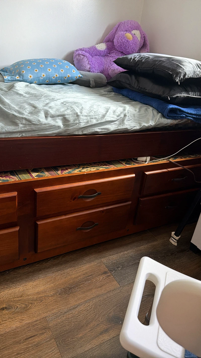 Wooden Single Bed Frame with Drawers and pull out bed - photo 2