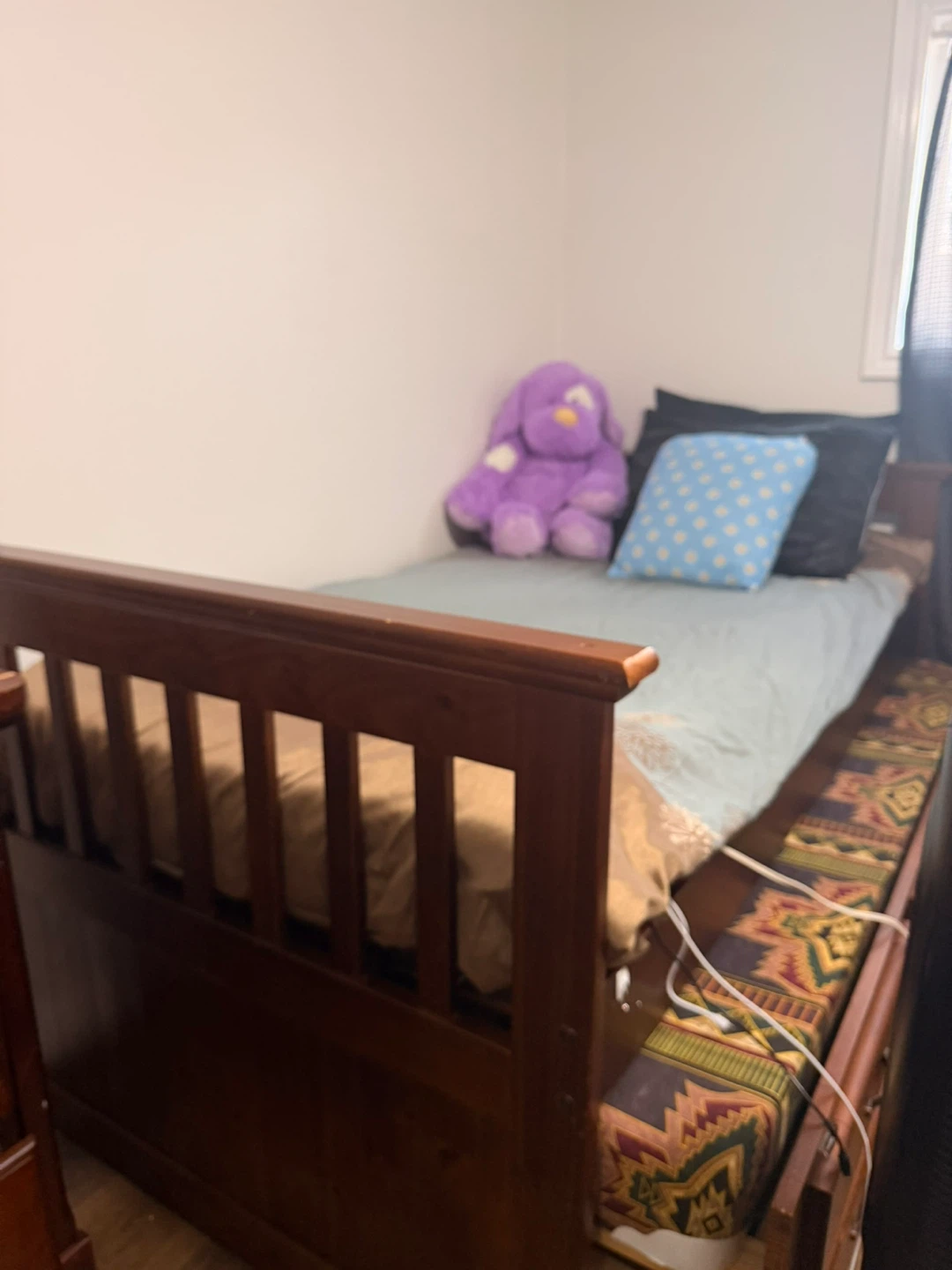 Wooden Single Bed Frame with Drawers and pull out bed - photo 4