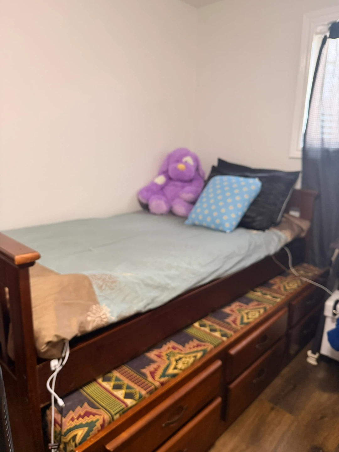 Wooden Single Bed Frame with Drawers and pull out bed - photo 3