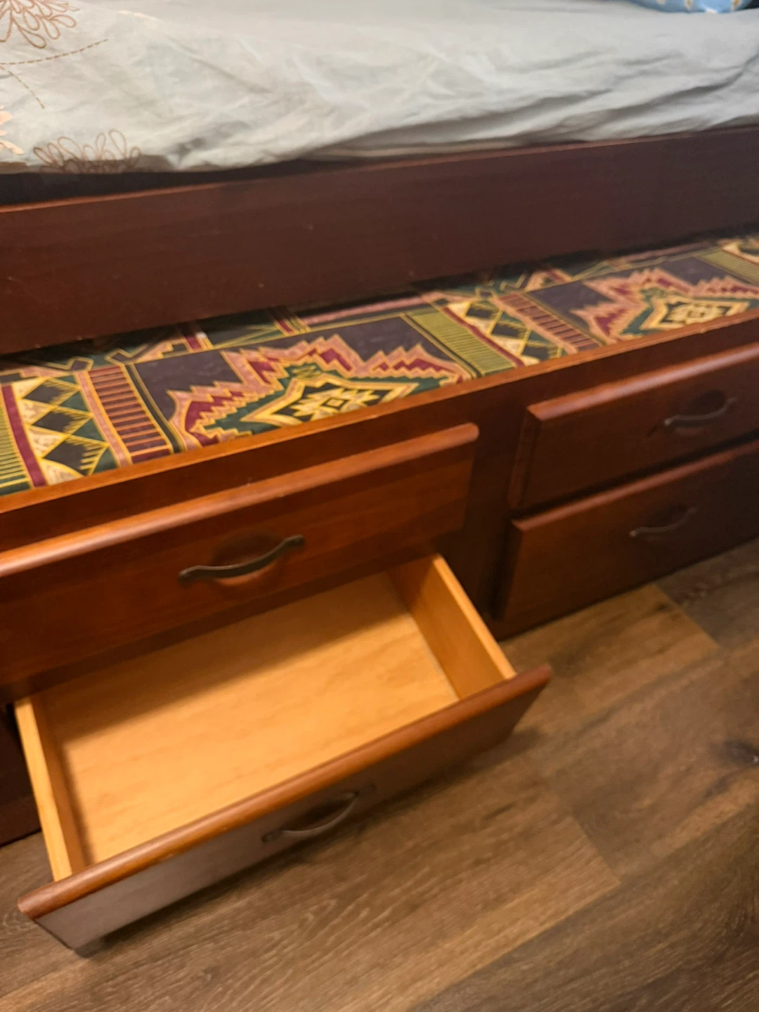 Wooden Single Bed Frame with Drawers and pull out bed
