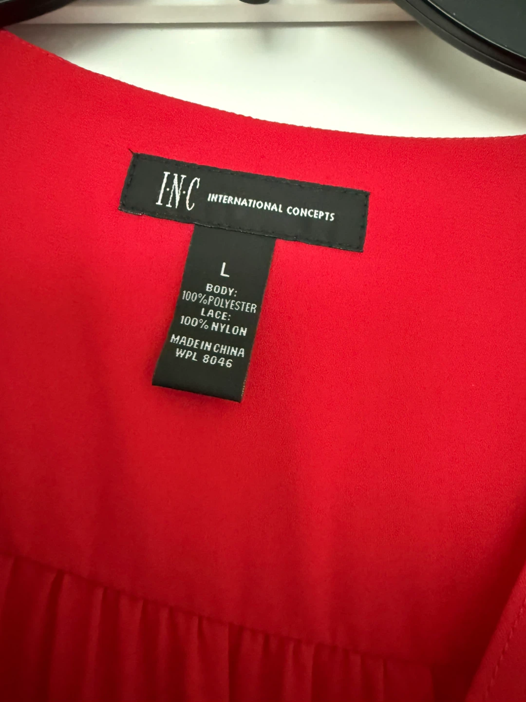 INC International Concepts Red Lace Sleeve V-Neck Blouse - photo 2