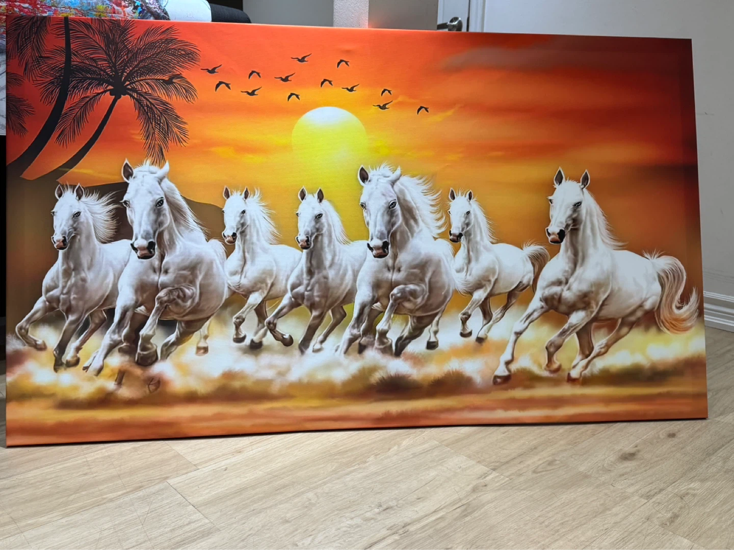 Canvas Print - Seven White Horses Running - photo 3