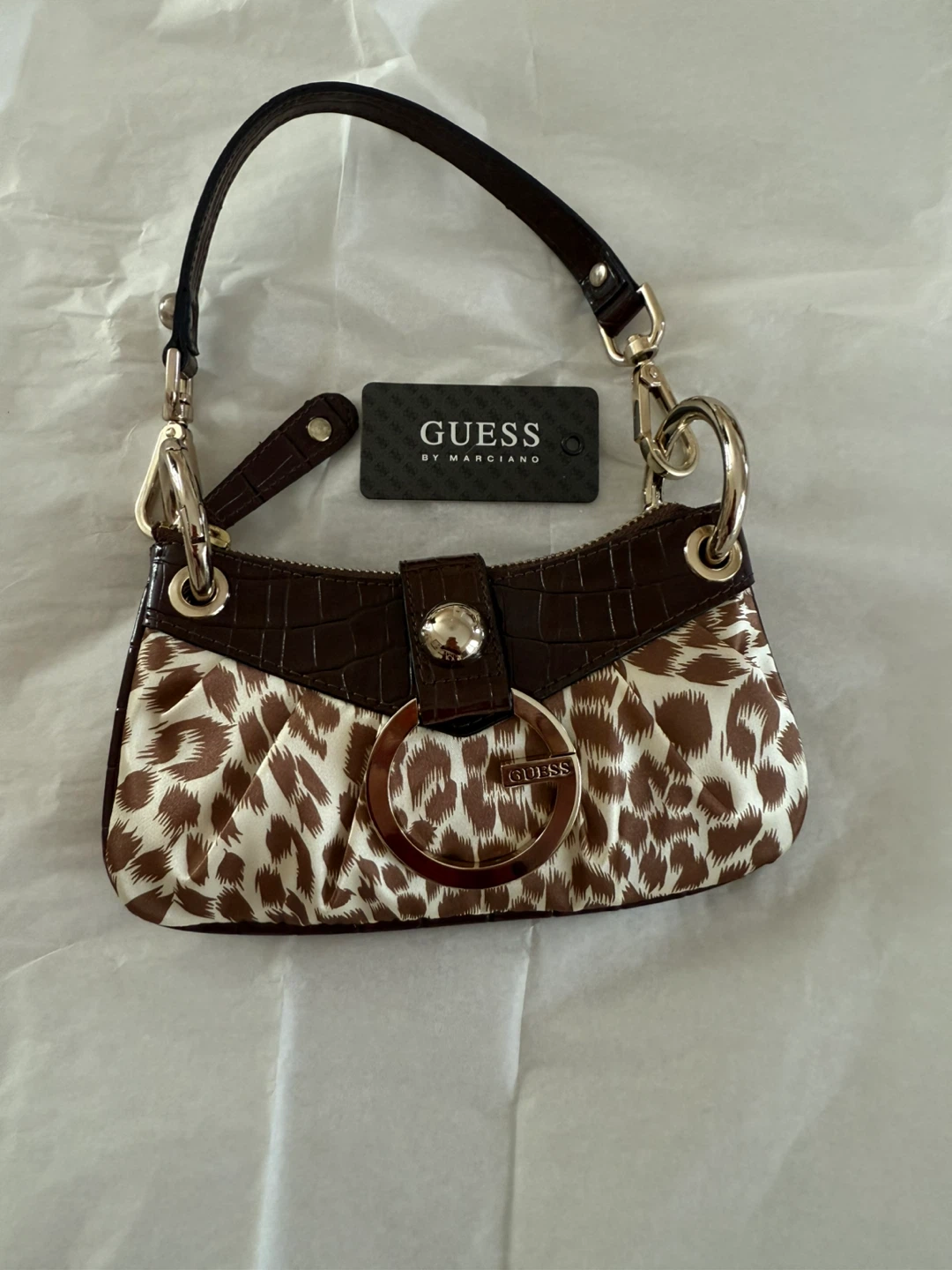 Guess Brown Leopard Print Shoulder Bag