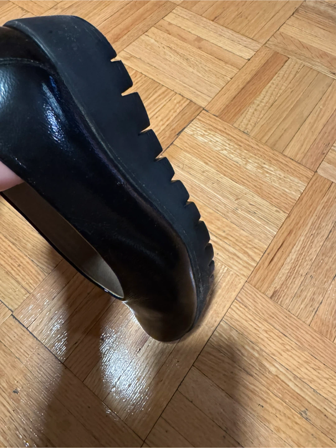 Wonders Black Patent Leather Wedge Flats - photo 2
