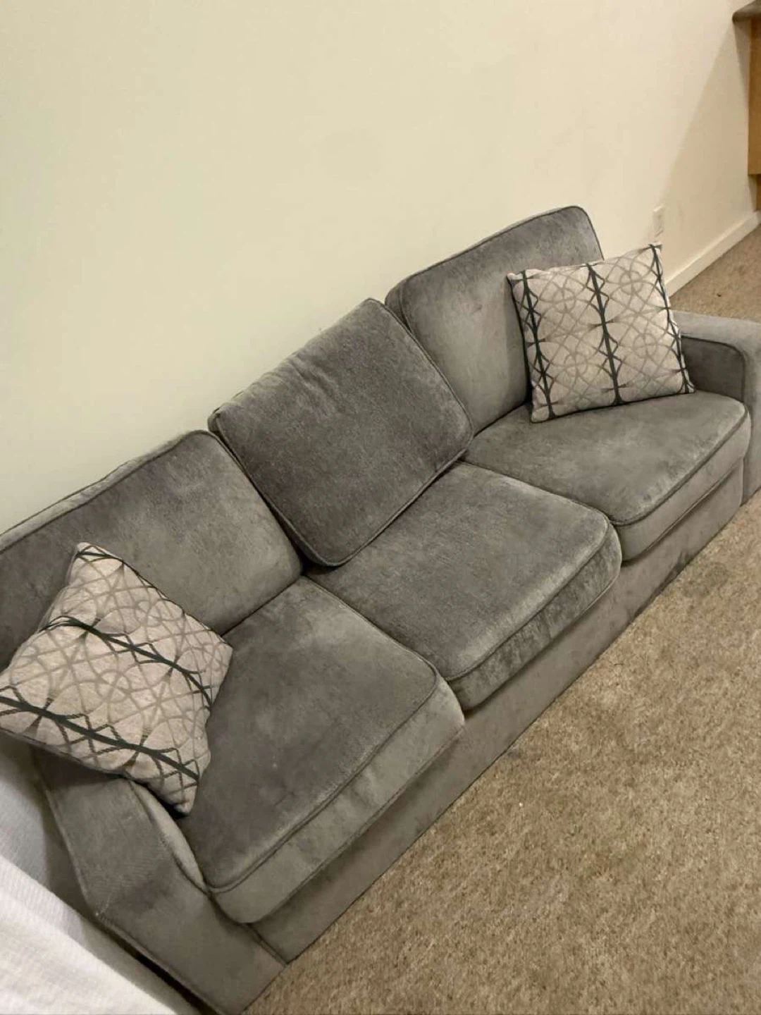 Grey Sectional Sofa with Pillows