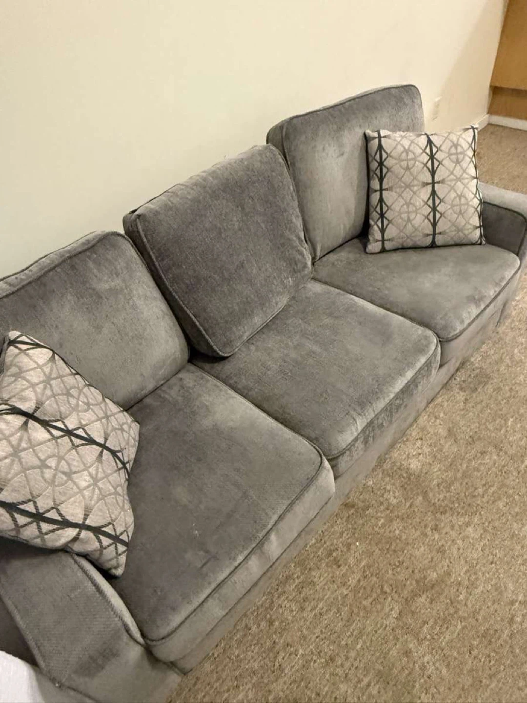 Grey Sectional Sofa with Pillows - photo 2