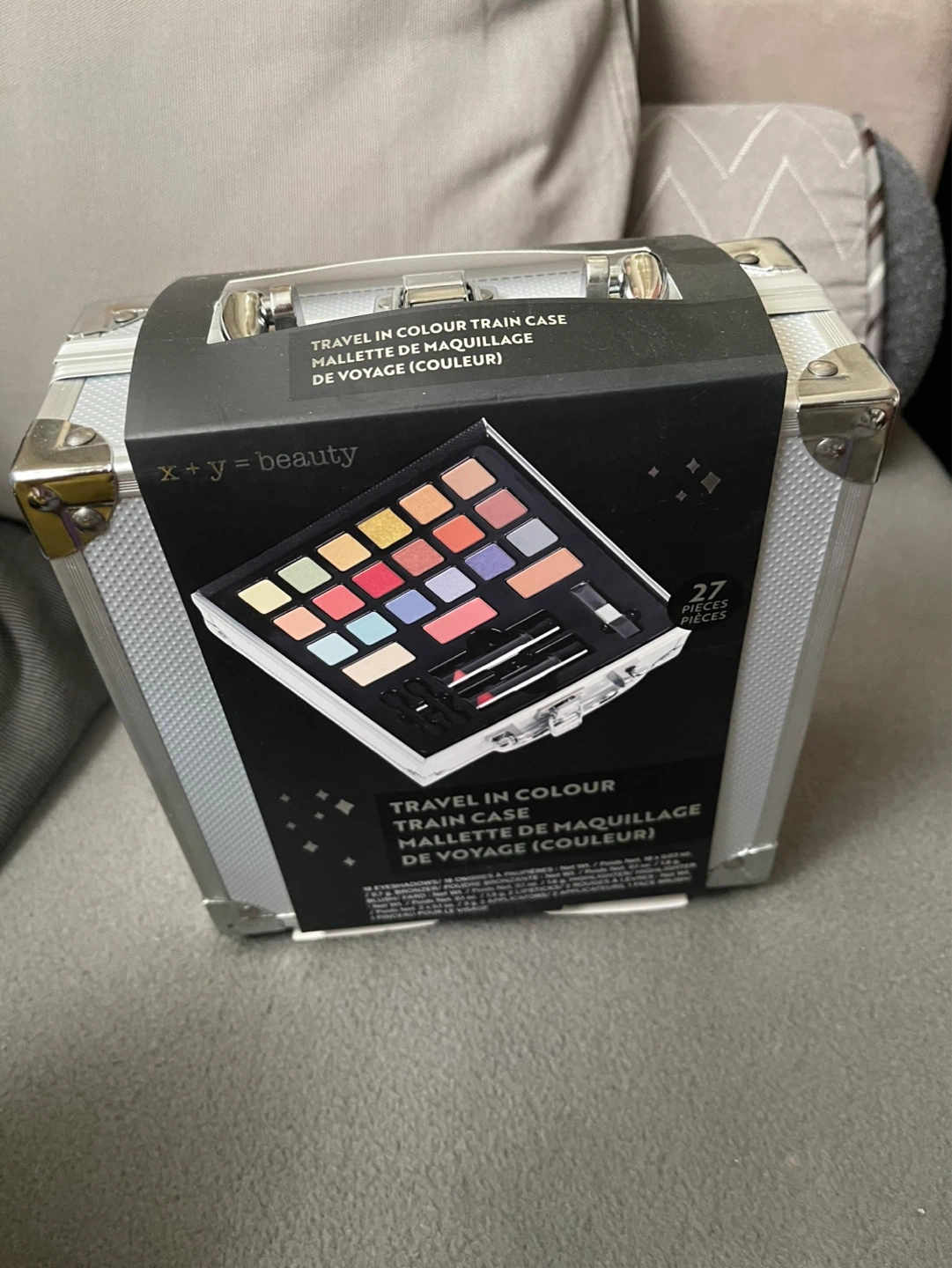 x+y=beauty Travel in Colour Makeup Train Case