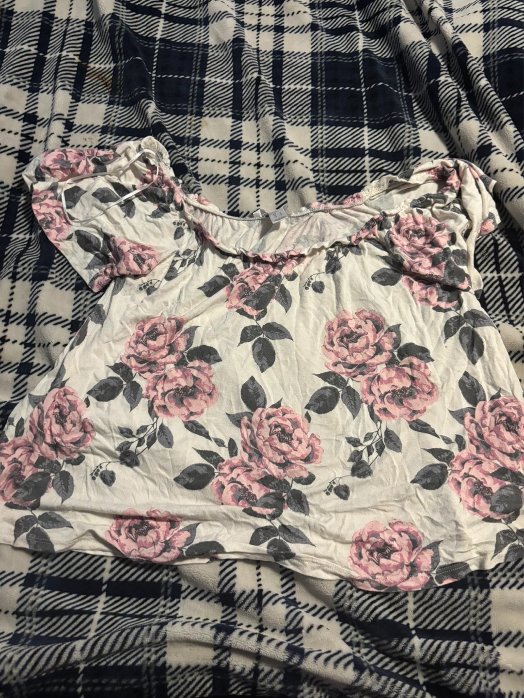 White & Pink Floral Off-the-Shoulder Top