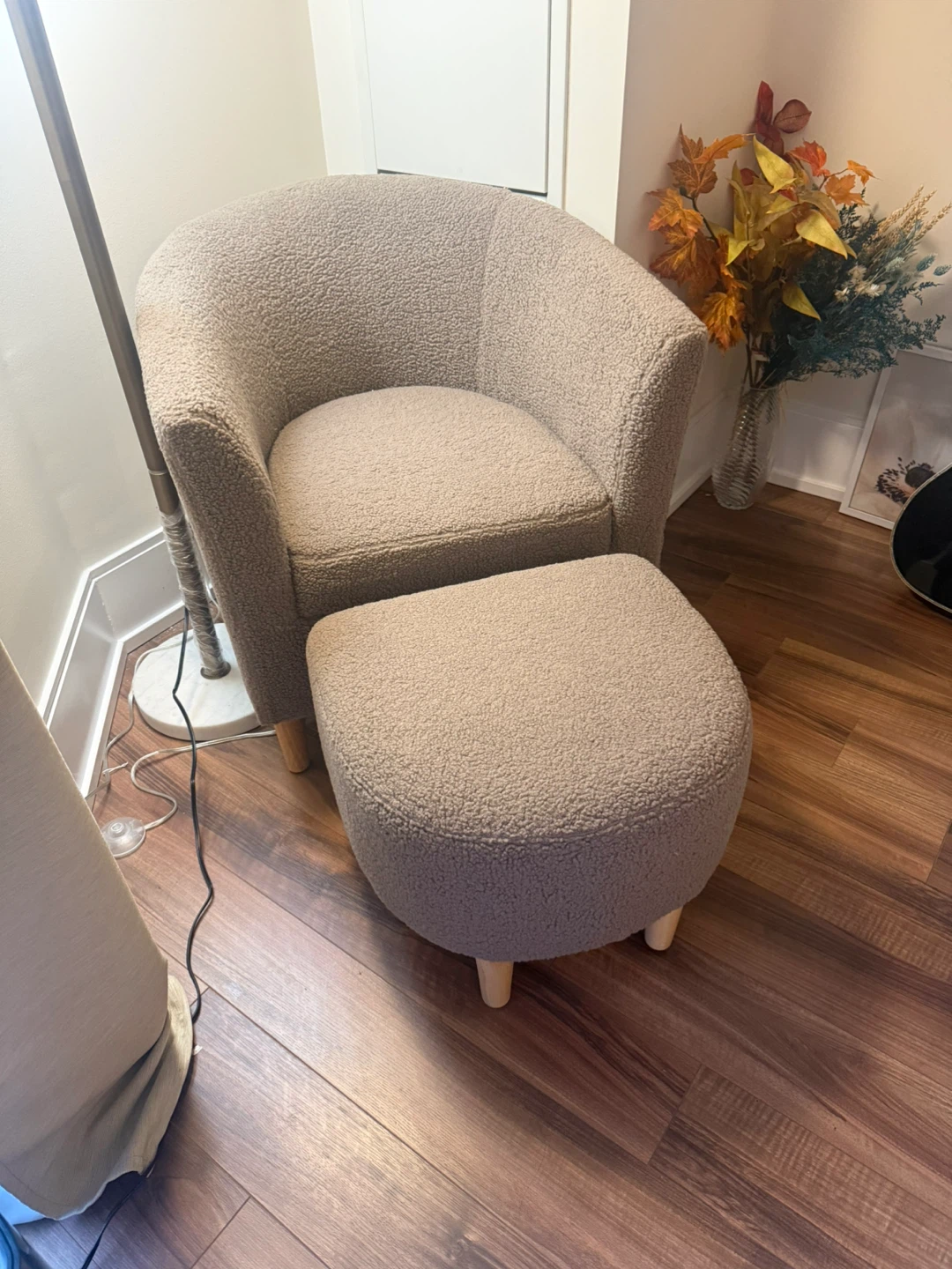 Sherpa Accent Chair and Ottoman Set - photo 3