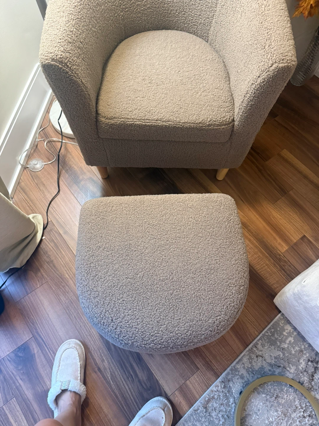Sherpa Accent Chair and Ottoman Set