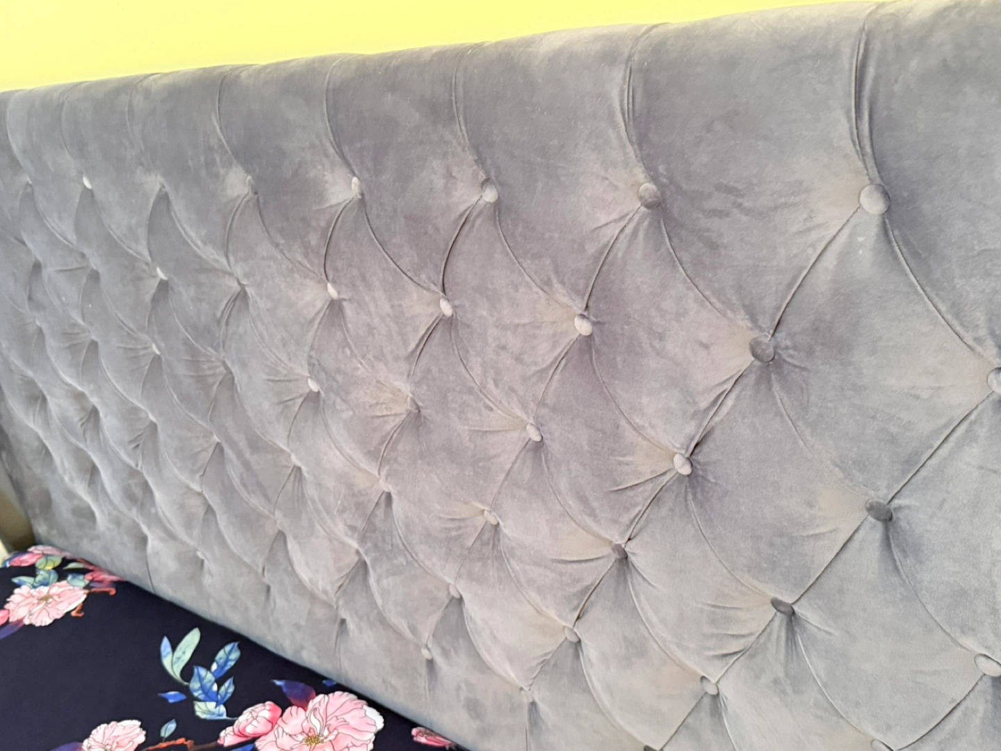 Moving out sale.. Grey Velvet king size with 10’ mattress - photo 3