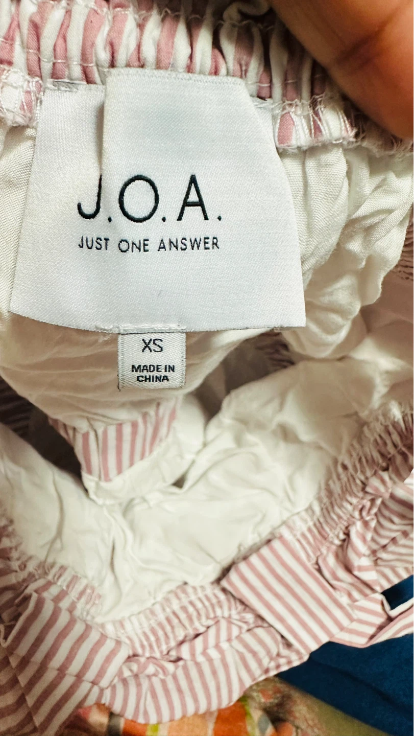 J.O.A. Striped Jumpsuit XS Pink White - photo 2