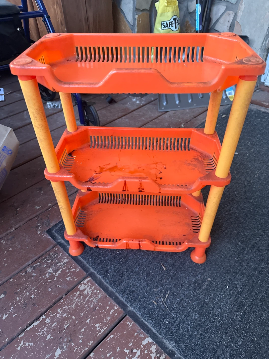Orange 3-Tier Plastic Shelf Unit