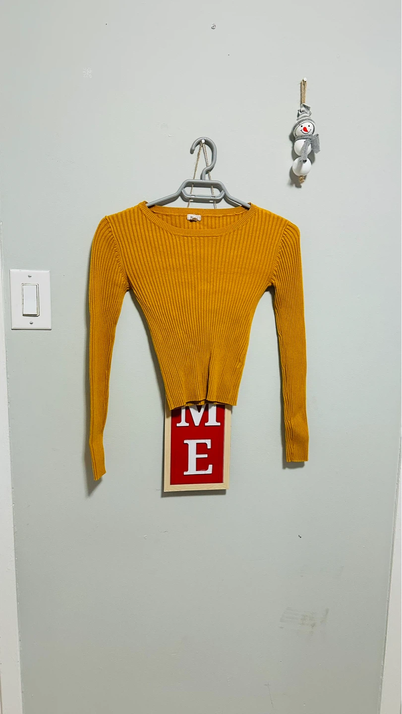 Garage Mustard Yellow Ribbed Long Sleeve Sweater - Size S/P