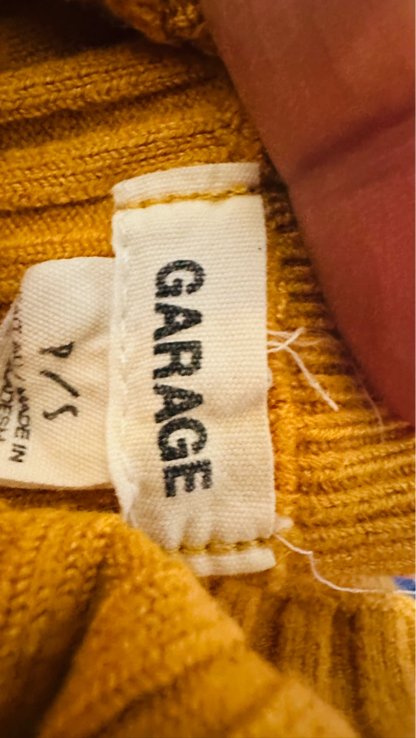 Garage Mustard Yellow Ribbed Long Sleeve Sweater - Size S/P - photo 2