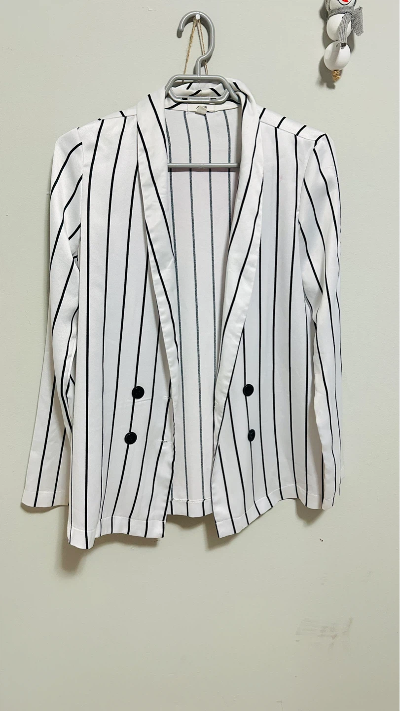 Ardene White Striped Blazer XS