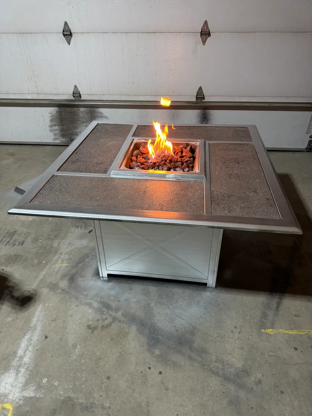 Square Fire Pit Table with Stone-Look Inlay - photo 3