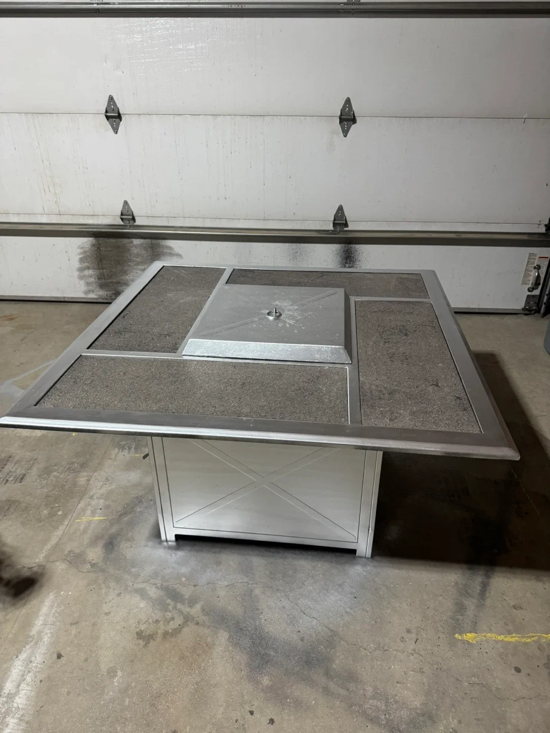Square Fire Pit Table with Stone-Look Inlay - photo 4