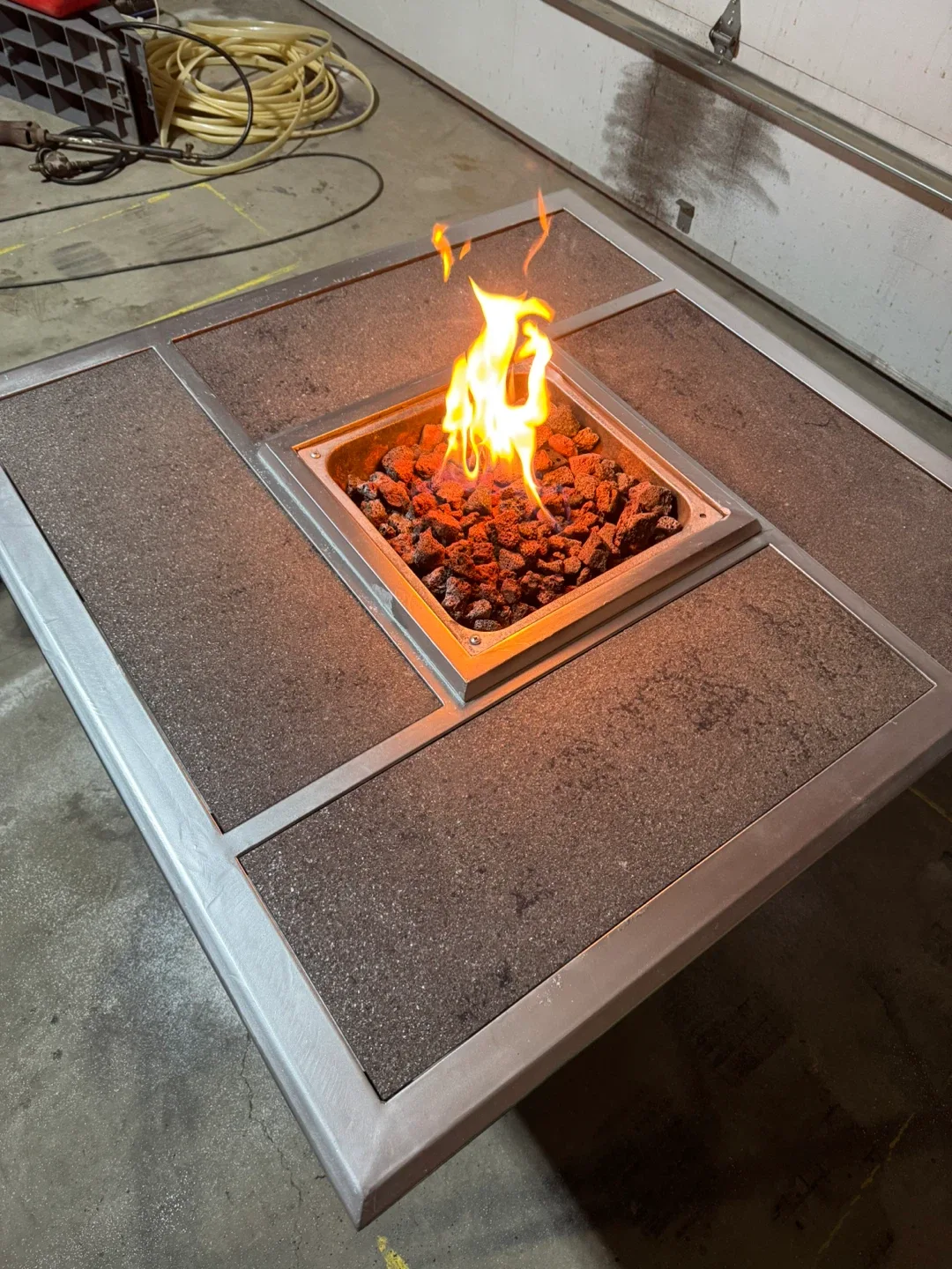 Square Fire Pit Table with Stone-Look Inlay - photo 2