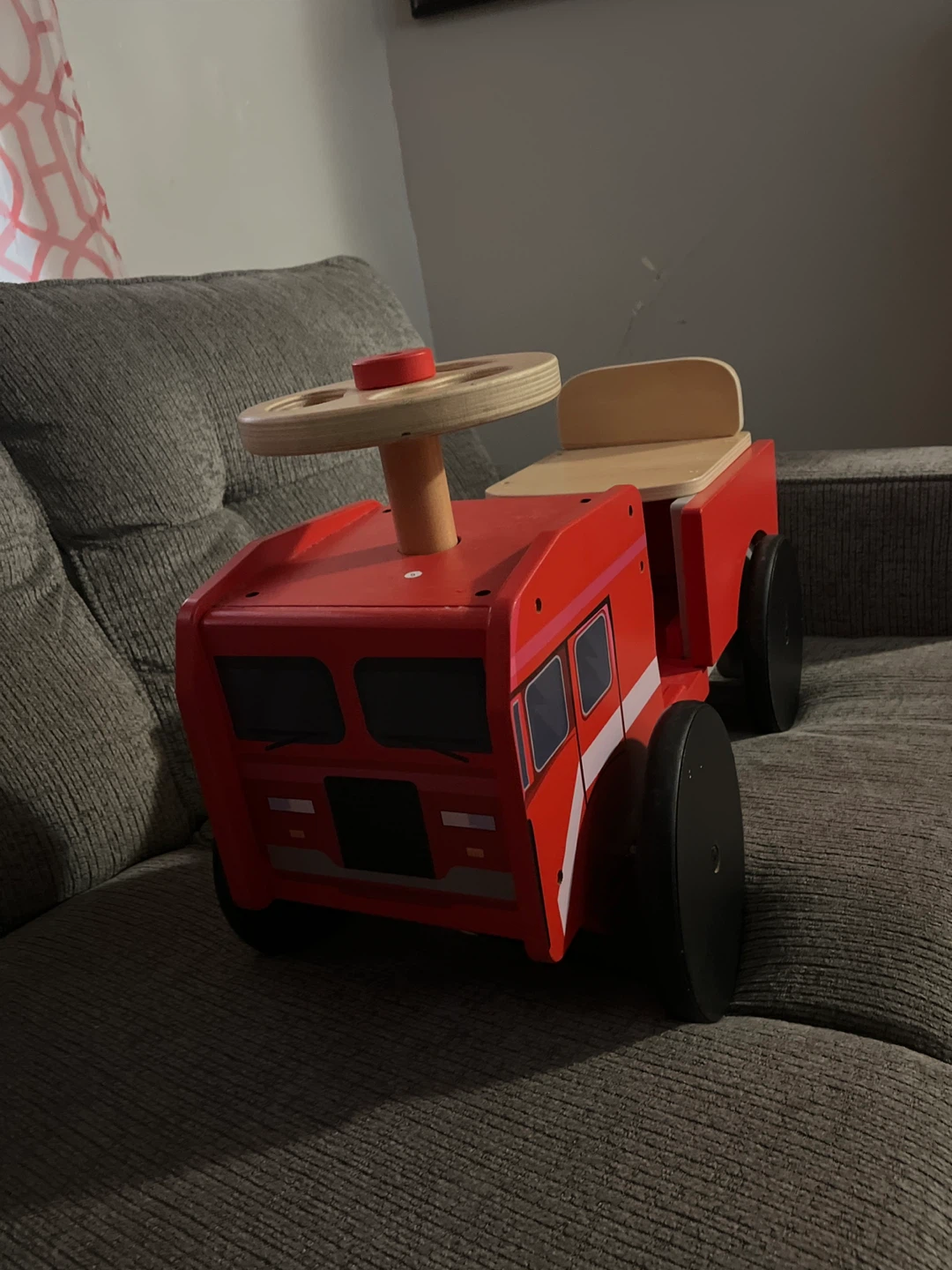Wooden Ride-On Fire Truck Toy - photo 2