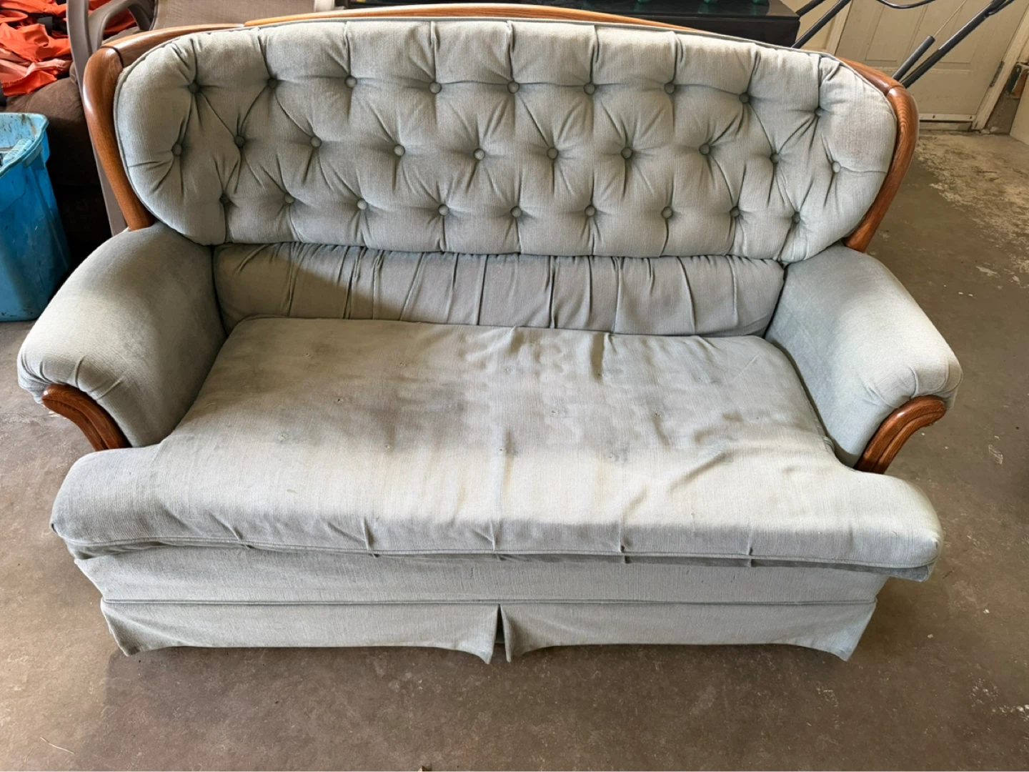 Light Blue Tufted Armchair