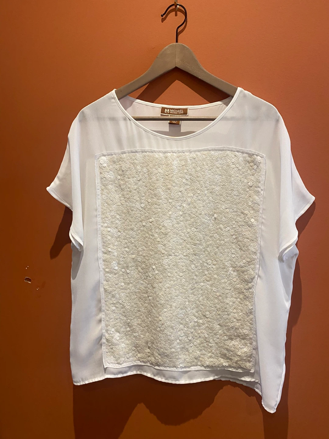 Michael Kors White Sequin Panel Blouse