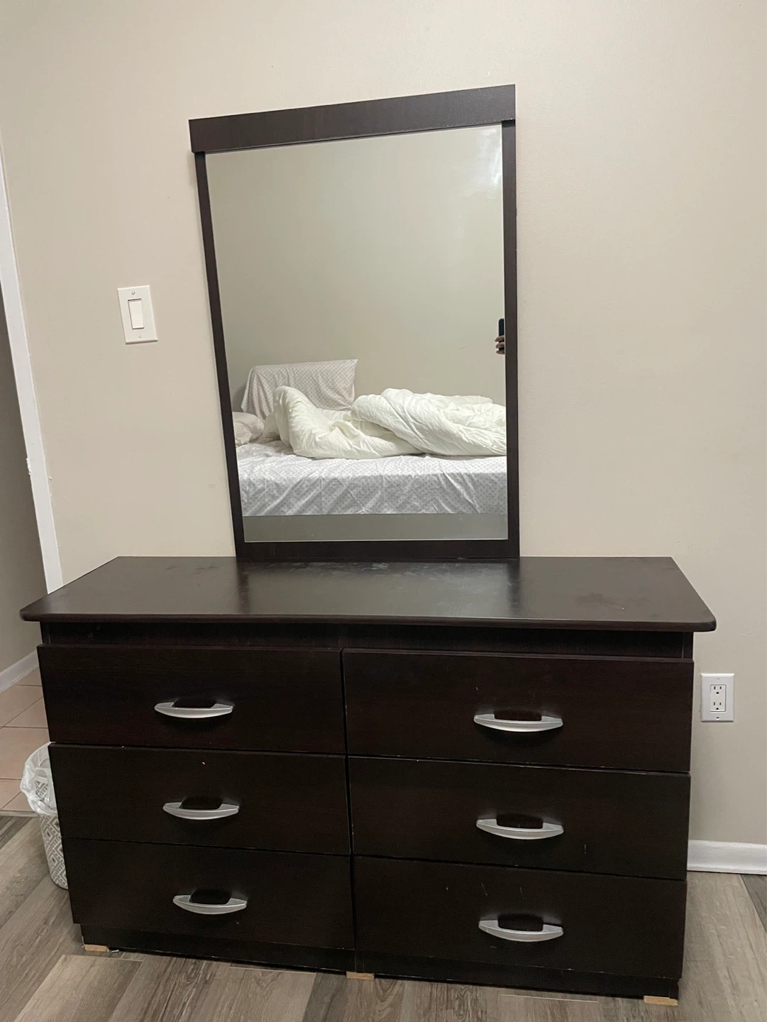 6-Drawer Espresso Dresser with Matching Mirror
