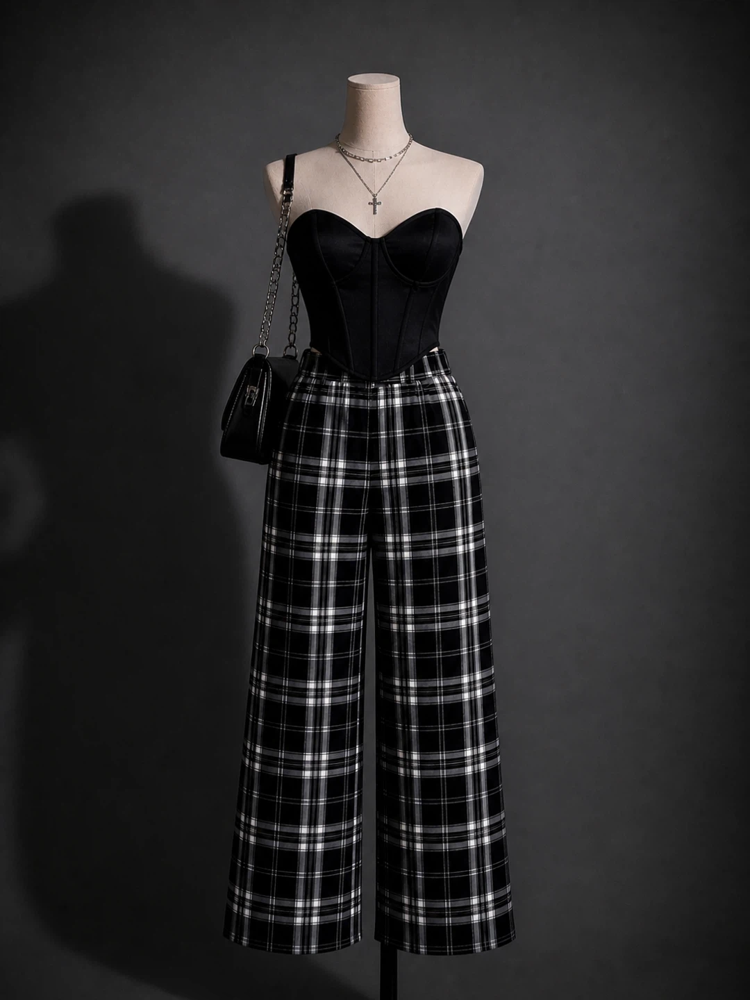 Urban Planet Black and White Plaid Straight Leg Pants