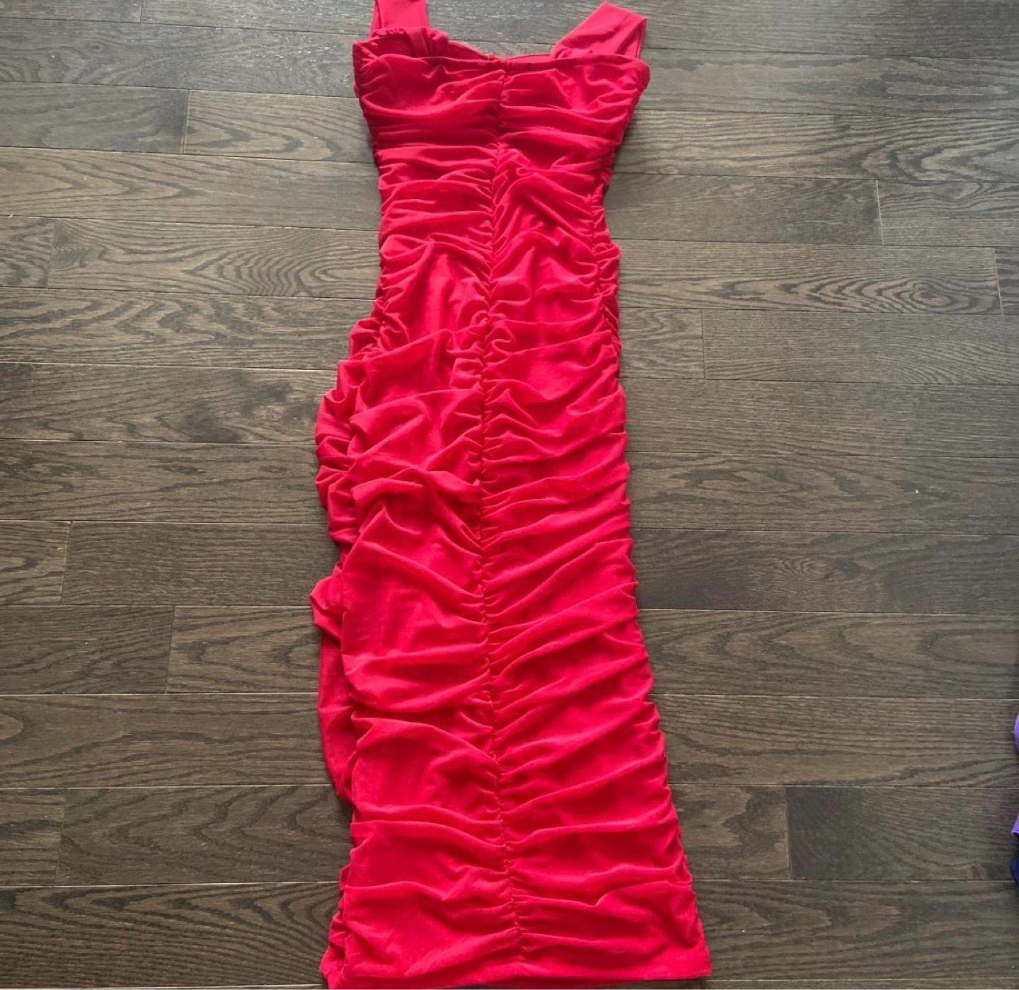 Red Ruched Bodycon Midi Dress - photo 3