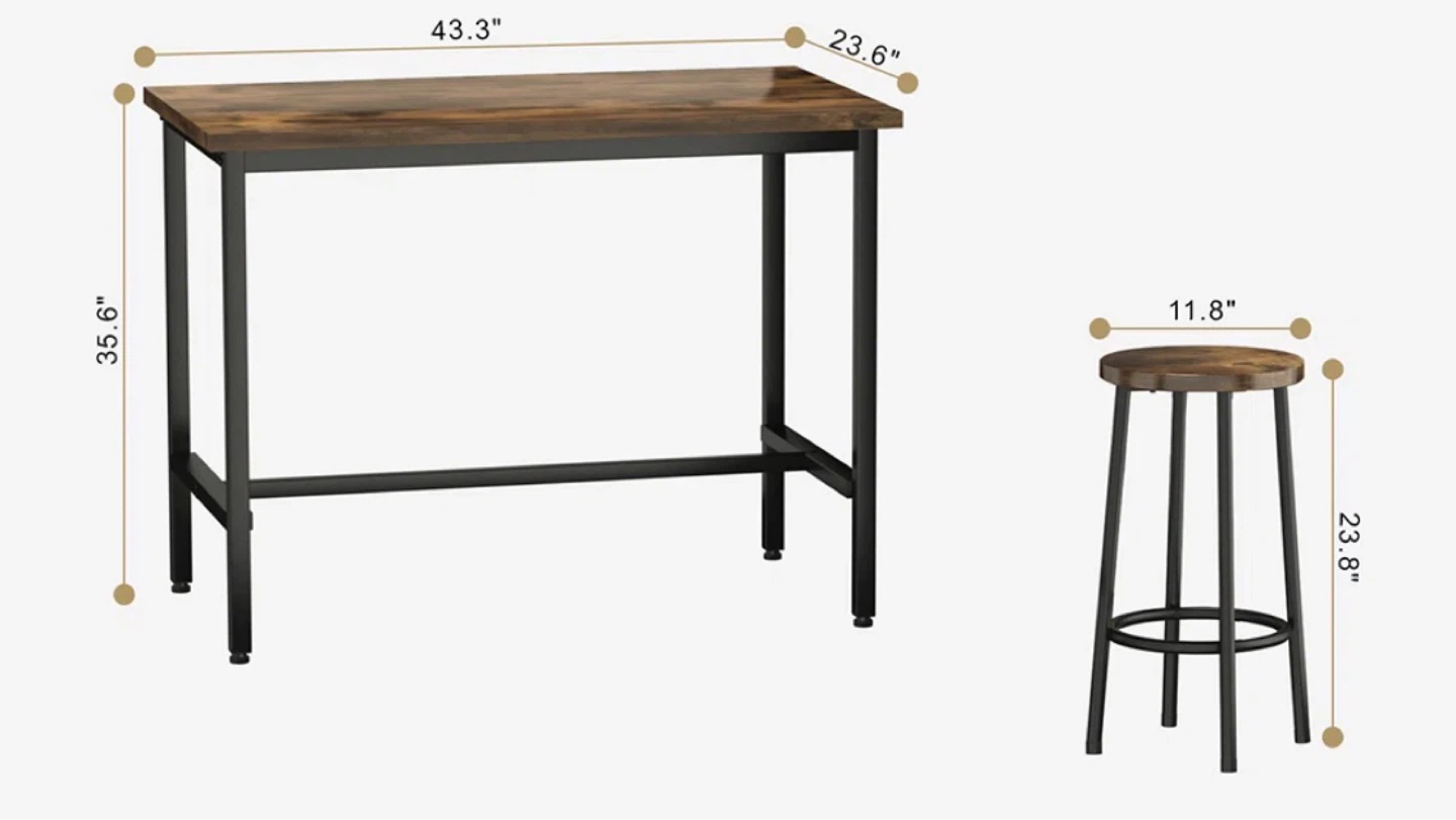 Rustic Brown Bar Table Set with 4 Stools - photo 2
