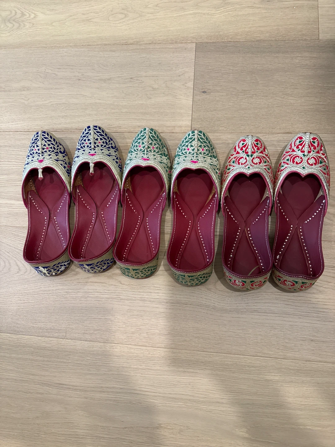 Embroidered Jutti Flat Shoes - Set of 3 Pairs