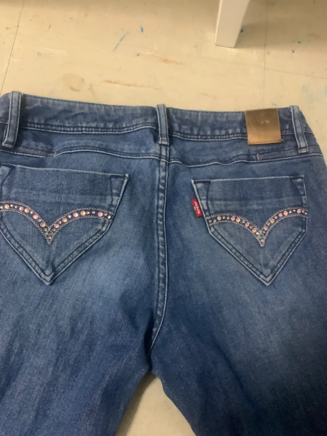 Women's Blue Jeans with Lace Inset - photo 3