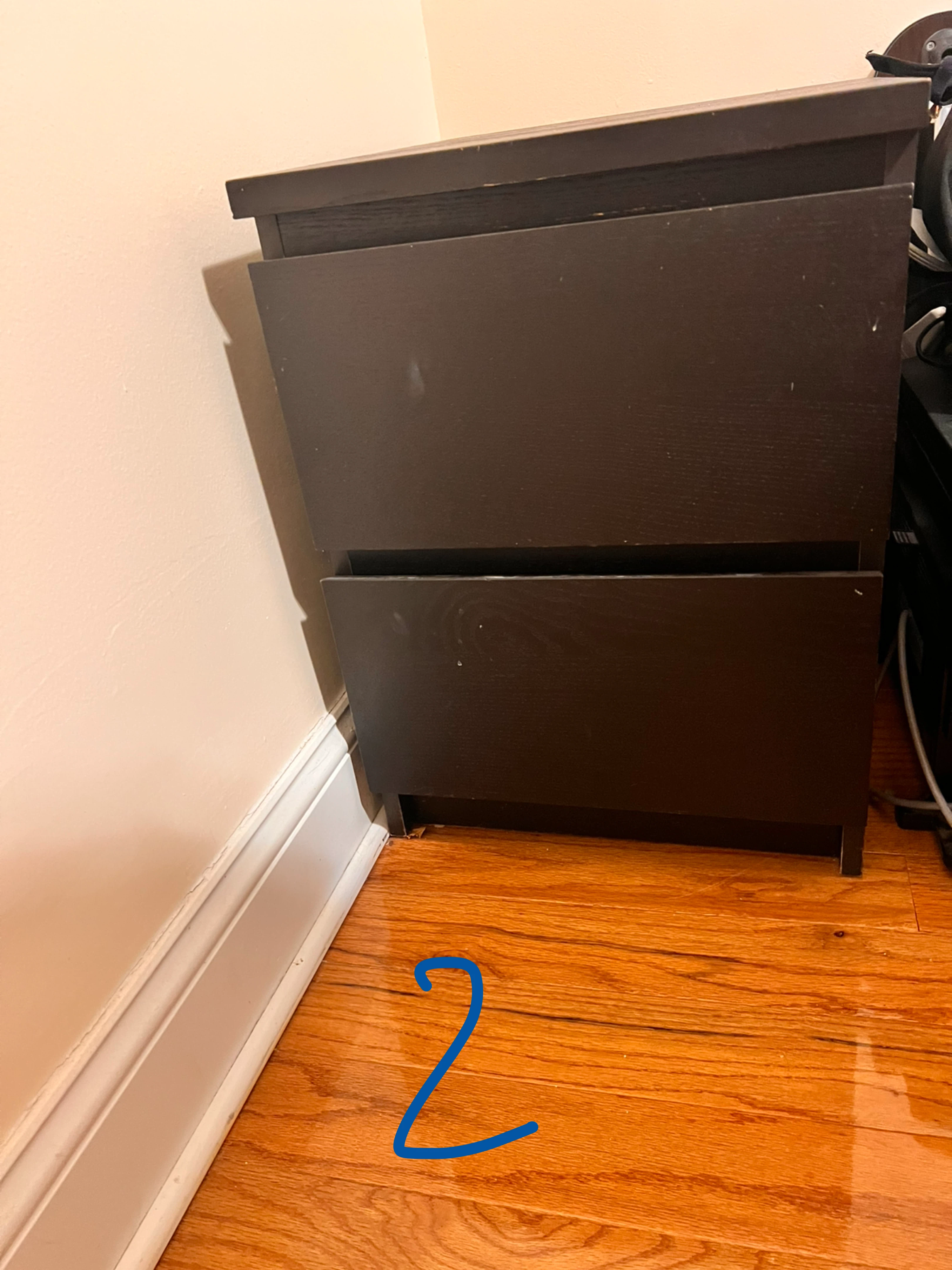 Black 2-Drawer Nightstand