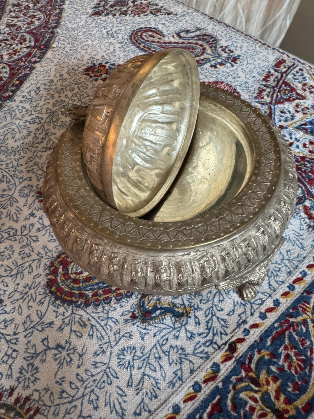 Vintage Floral Plate and Ornate Serving Dish