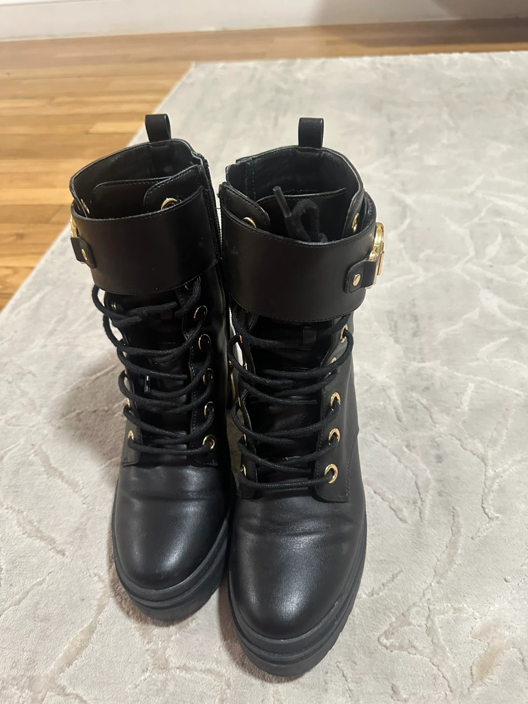 Michael Kors Black Leather Combat Boots
