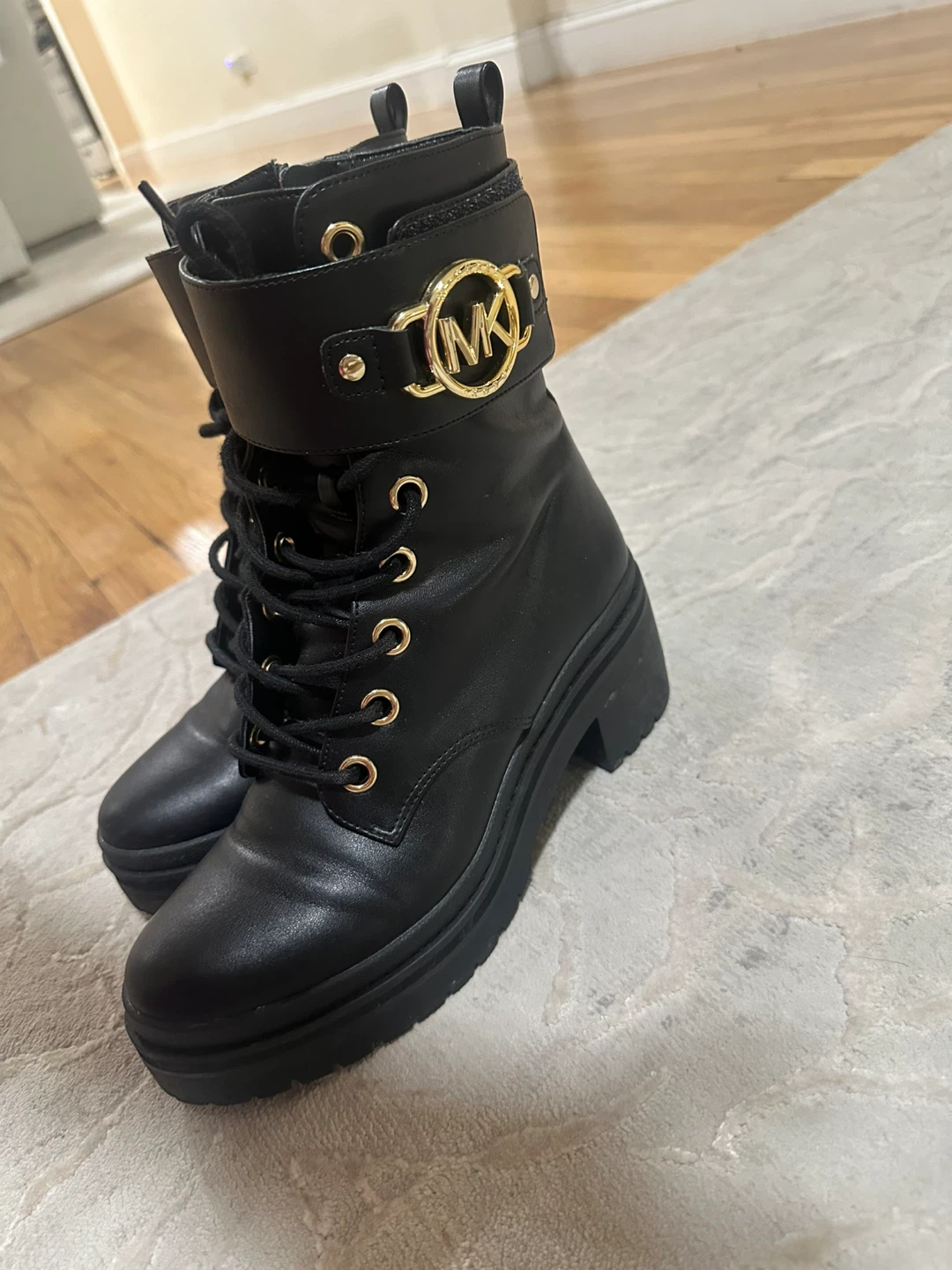 Michael Kors Black Leather Combat Boots - photo 2