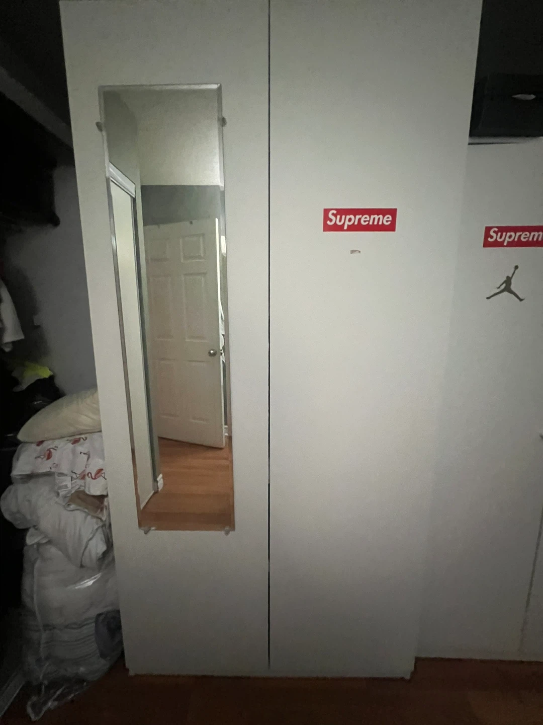 2 door ikea pax White Wardrobe with Full-Length Mirror