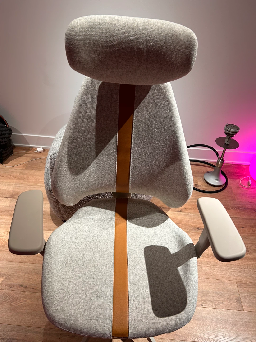 Chaise de bureau ergonomique grise et brune - photo 2