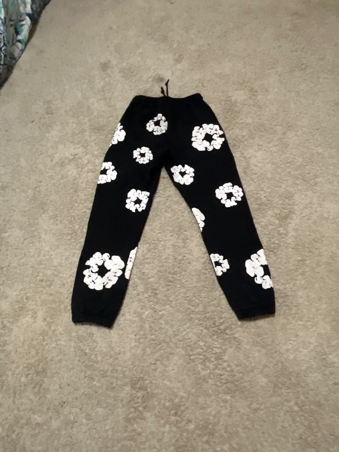 Denim Tears Sweatpants Black White Flower Print Size S - photo 2