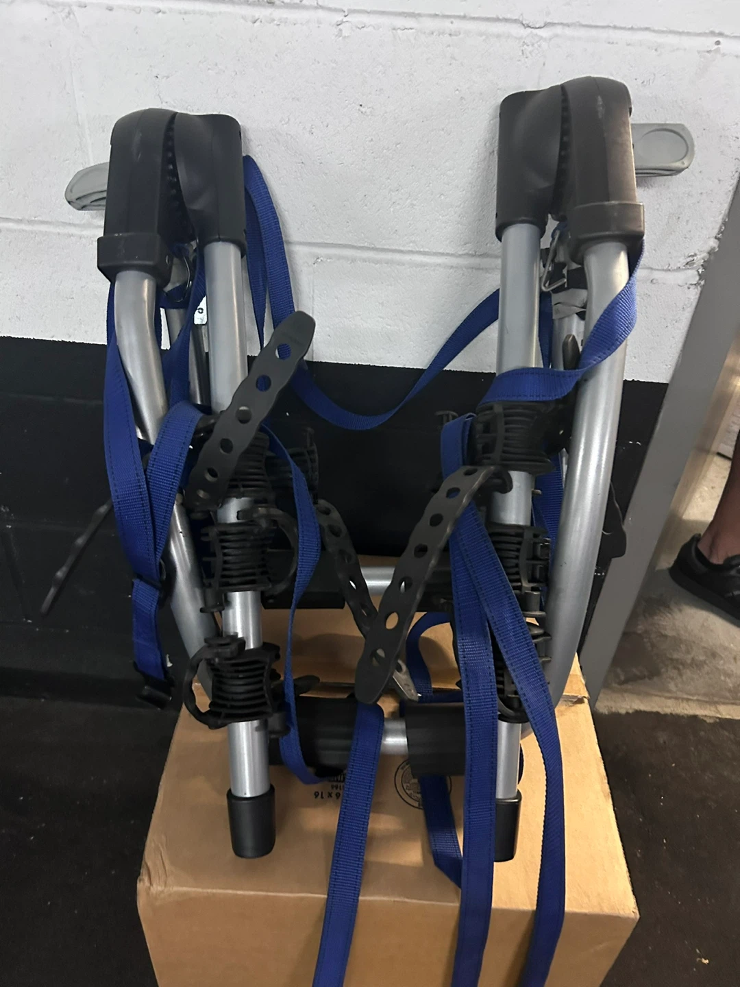 Bike Rack with Blue Straps
