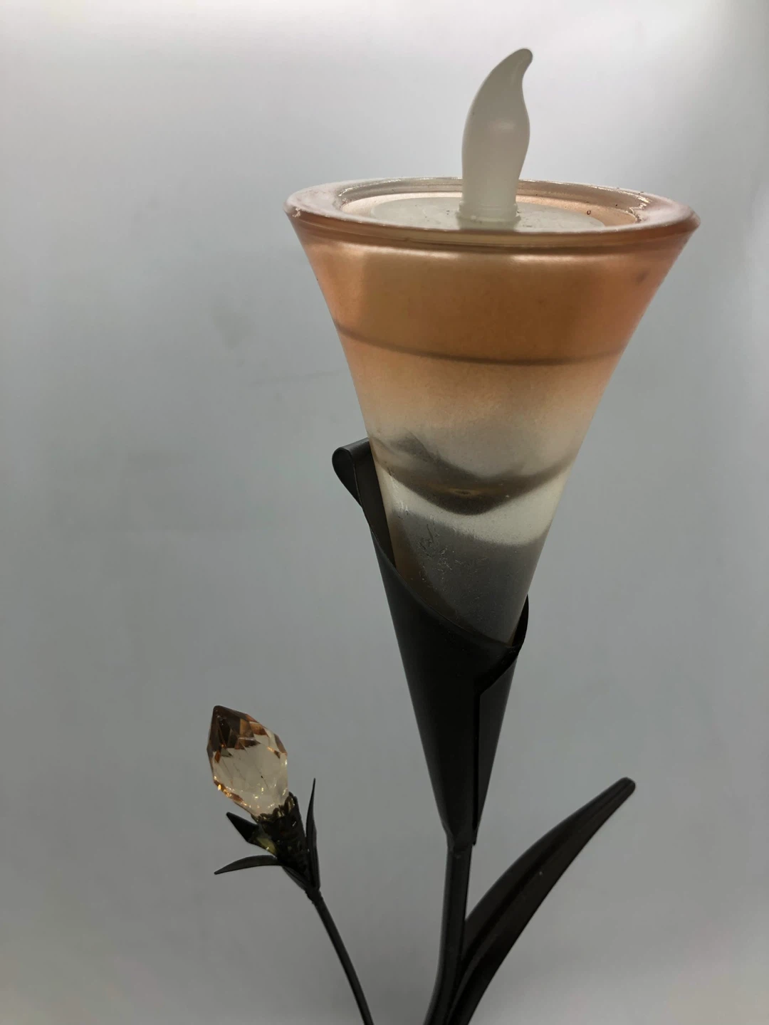 Decorative Metal Candle Holder with Glass Accent