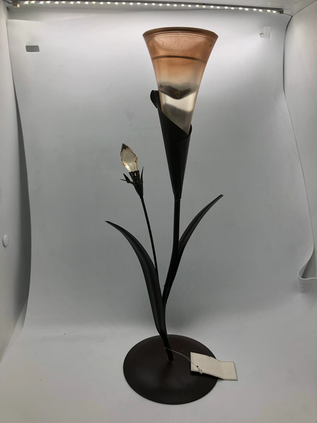 Decorative Metal Candle Holder with Glass Accent - photo 2