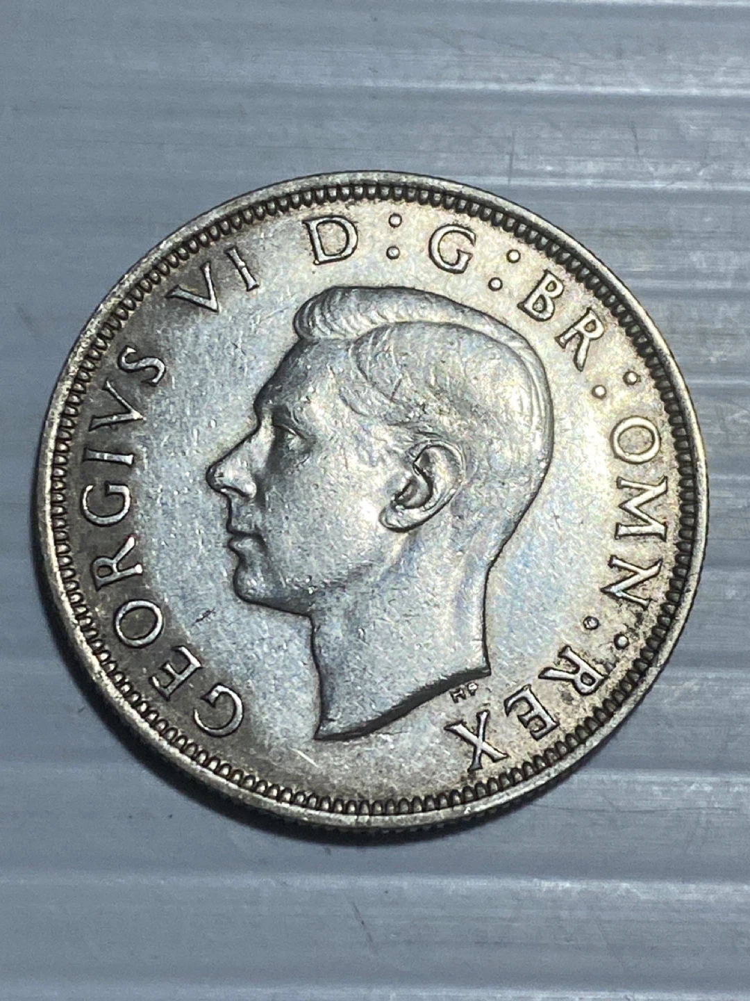 1942 silver United Kingdom Half Crown Coin - photo 3