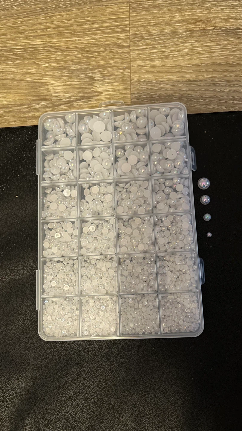Assorted White Pearl Beads with Storage Box
