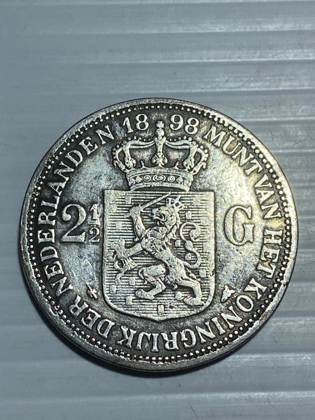 1898  silver. Netherlands 2.5 Gulden Coin