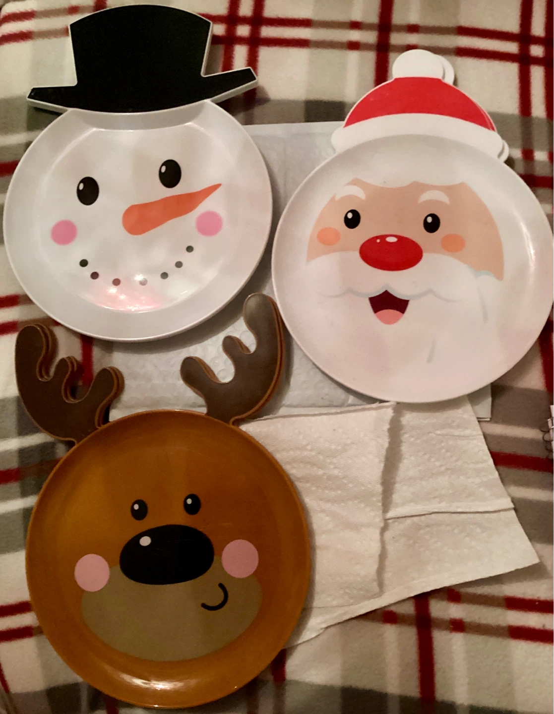 Christmas Themed Plates - Snowman, Santa, Reindeer